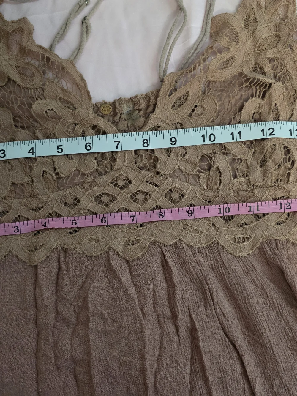 Free People Rose Mauve Lace-Top Mini Dress